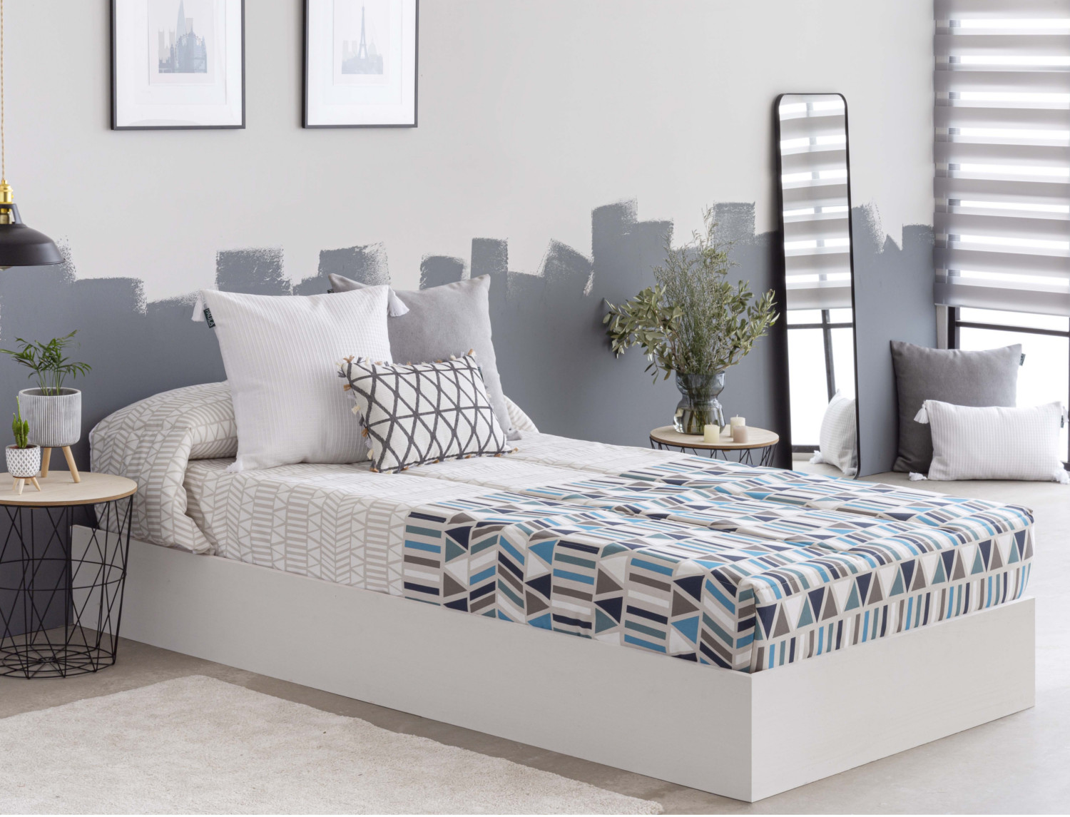 Edredón ajustable cama 90 o 105 EIBAR color beige, lila o azul