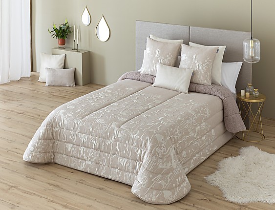 Textilia - Edredón sherpa jacquard Nogal color beig cama de 180 oferta